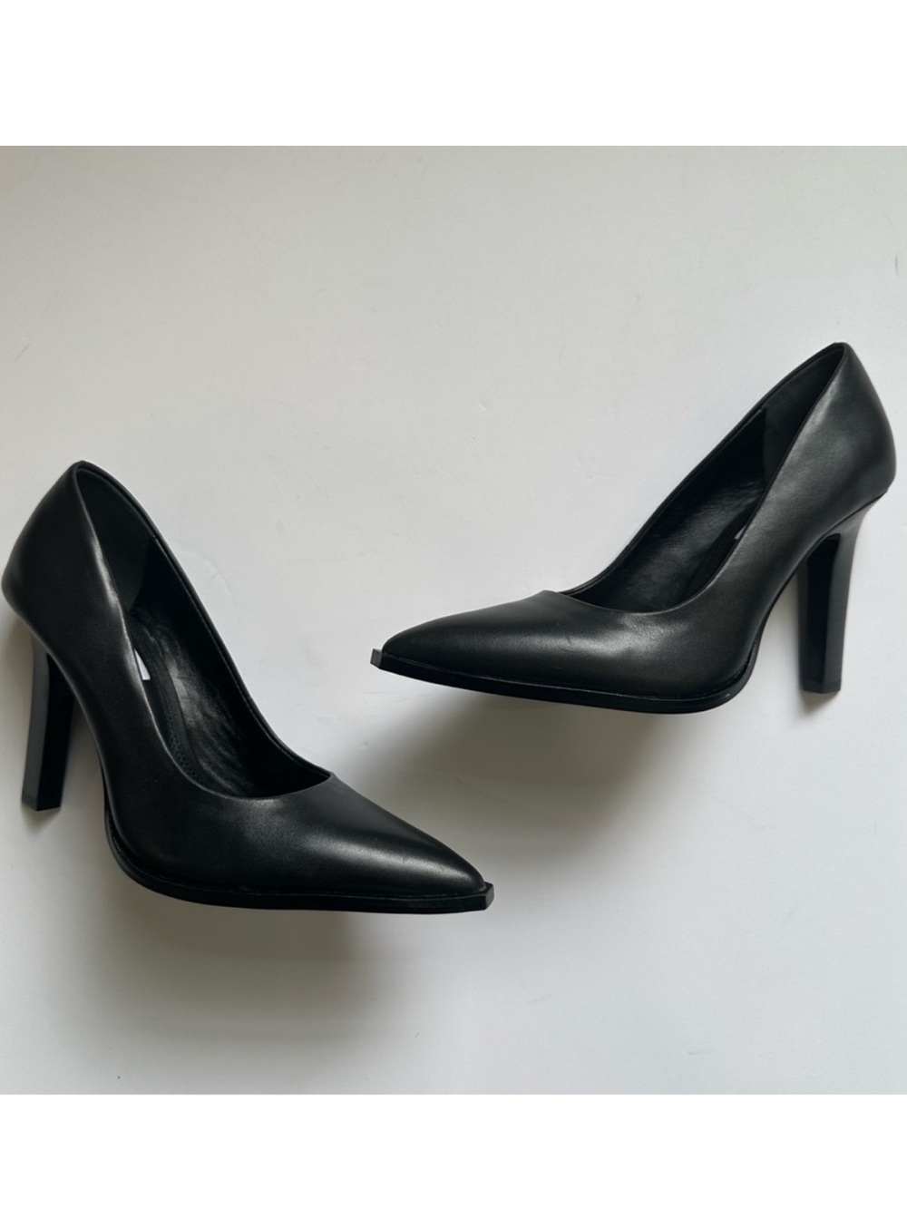 Reiss Black Pointed Leather Stiletto Heels - Picture 5 of 10